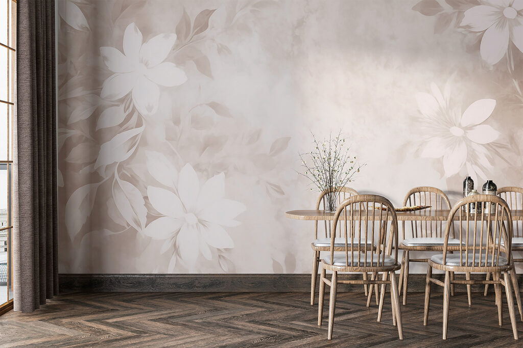 Fiori bianchi su beige — ambiente 3