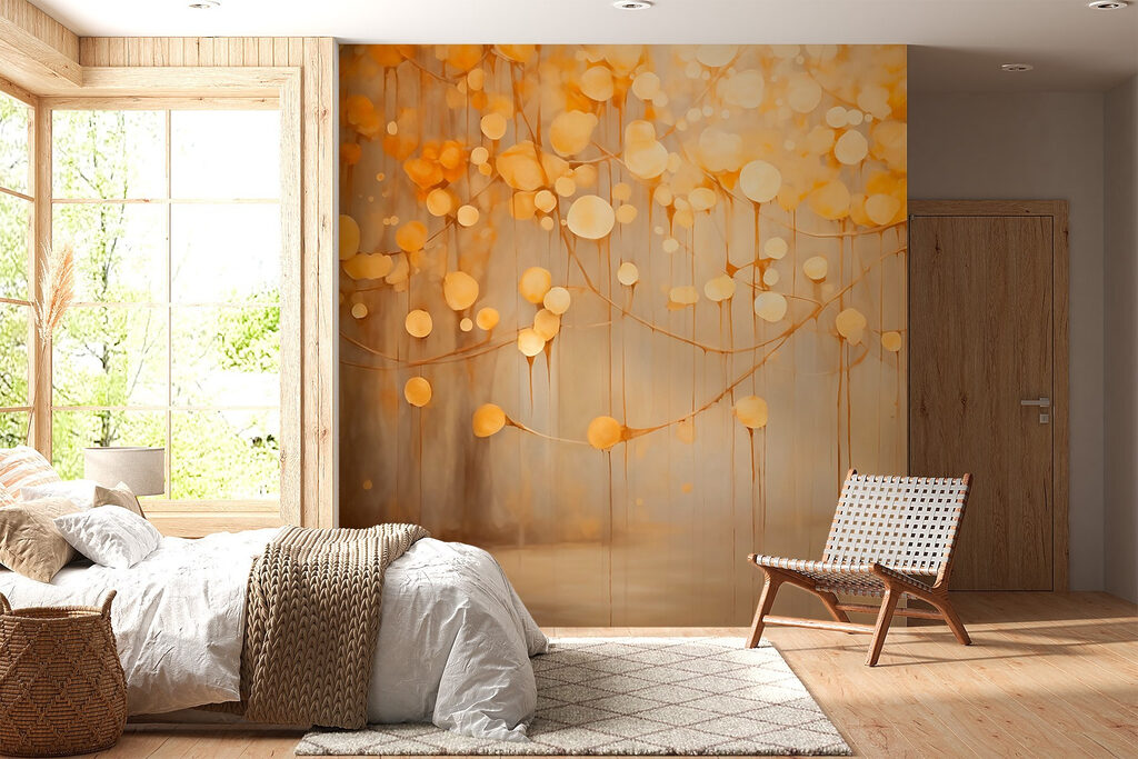 Sfere dorate tra alberi — ambiente 3