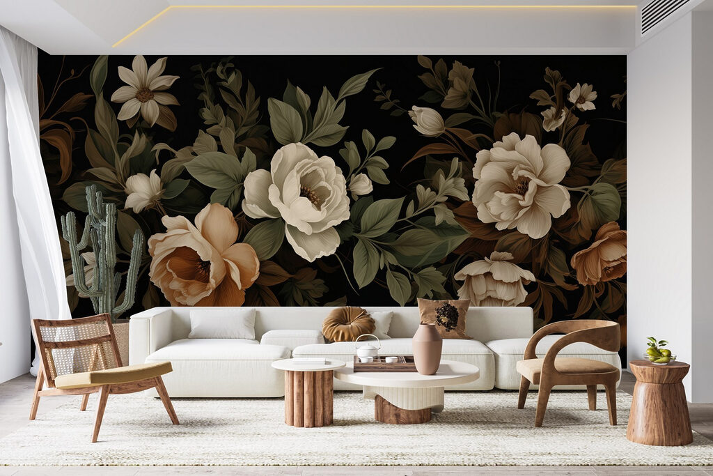 Fiori antichi su nero — ambiente 2