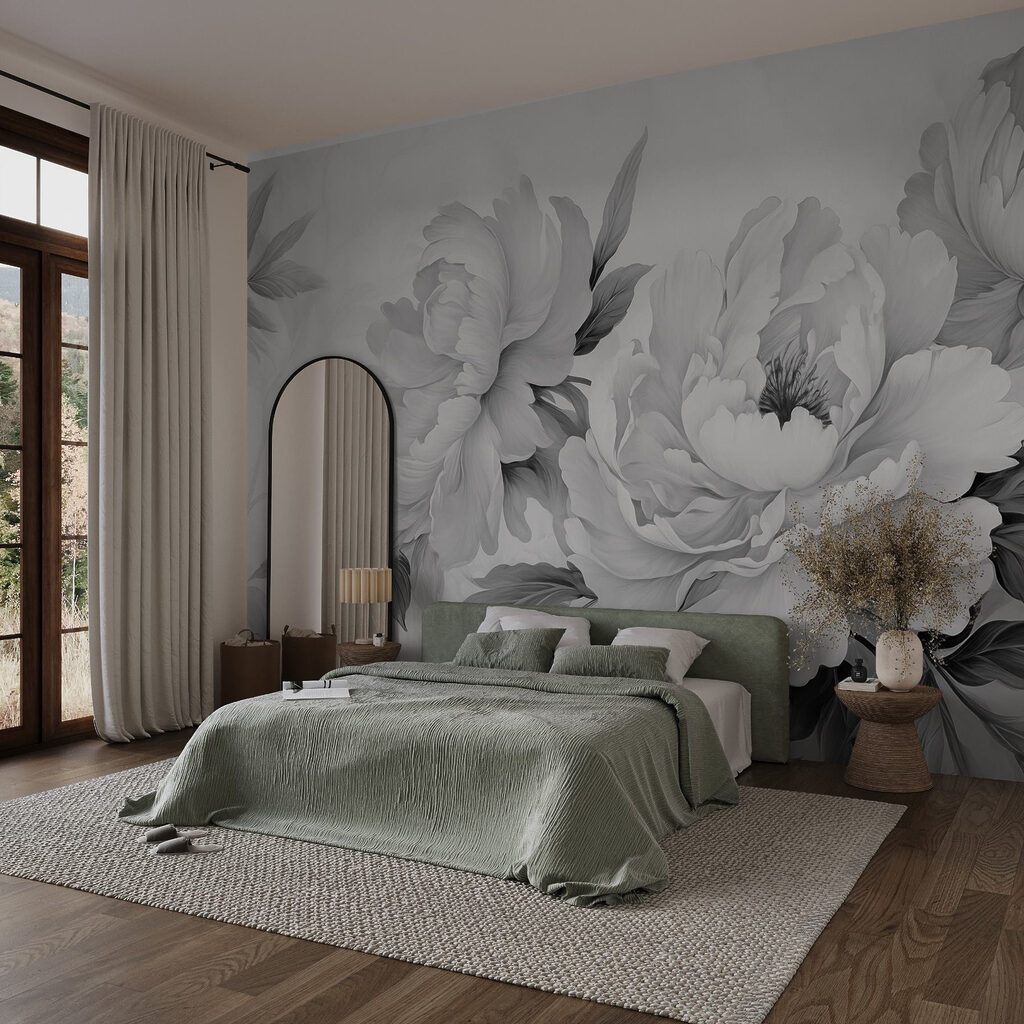 Pioni con foglie — ambiente 1