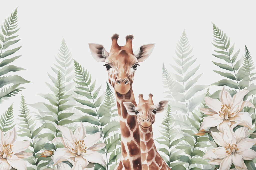 Giraffe tra le felci — design completo