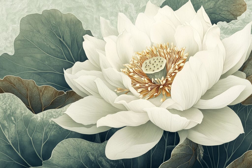 Loto bianco da vicino — design completo