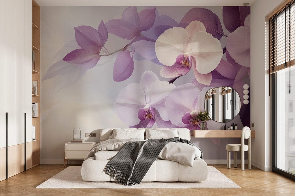 Orchidea tra foglie viola — ambiente 1