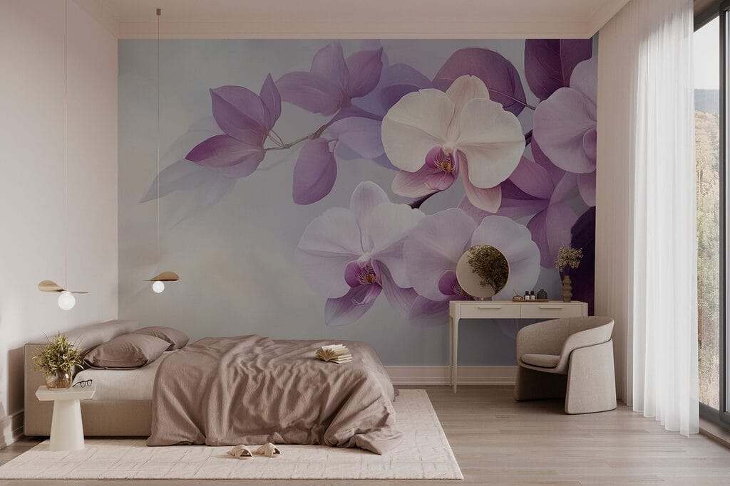 Orchidea tra foglie viola — ambiente 2