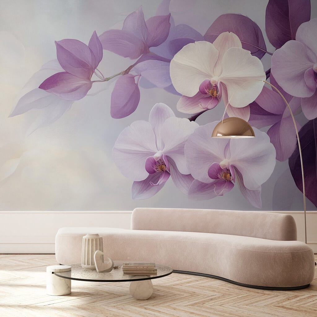 Orchidea tra foglie viola — ambiente 3
