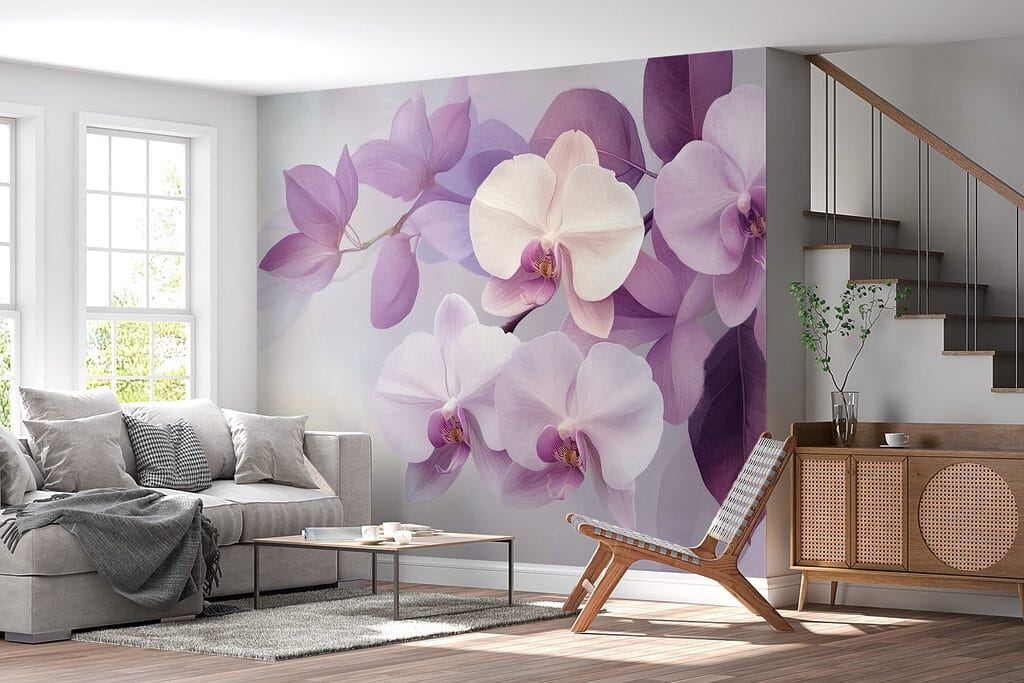 Orchidea tra foglie viola — ambiente 5