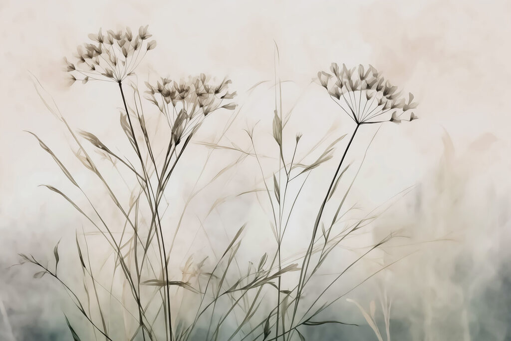 Fiori selvatici sull’erba — design completo