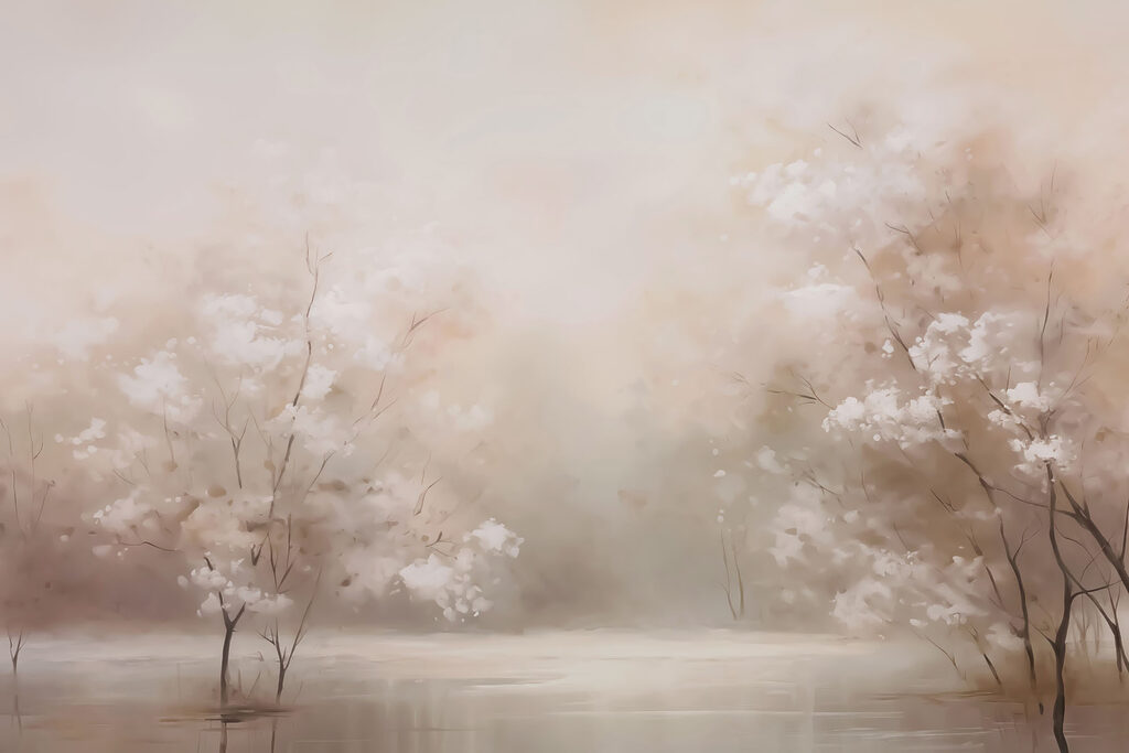 Alberi fioriti sull’acqua — design completo