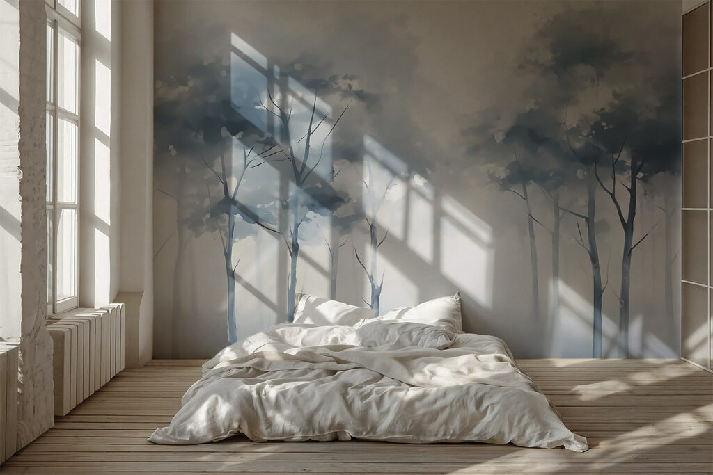 Alberi blu nella nebbia — ambiente 1