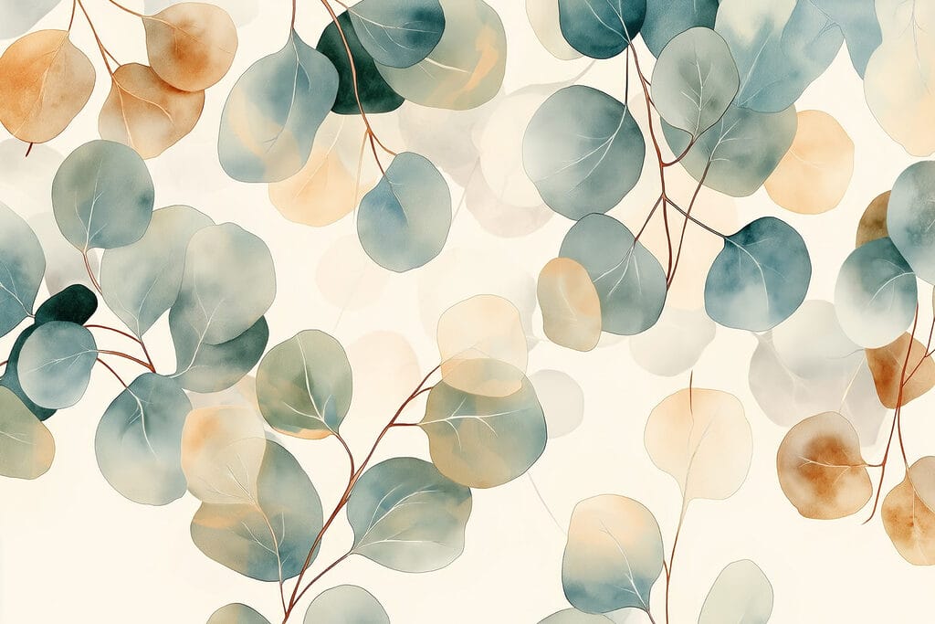 Foglie tonde ad acquerello — design completo
