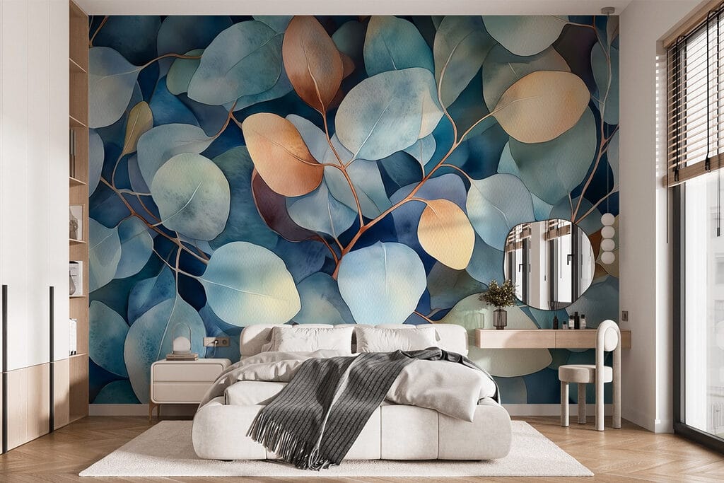Foglie blu e ocra — ambiente 1