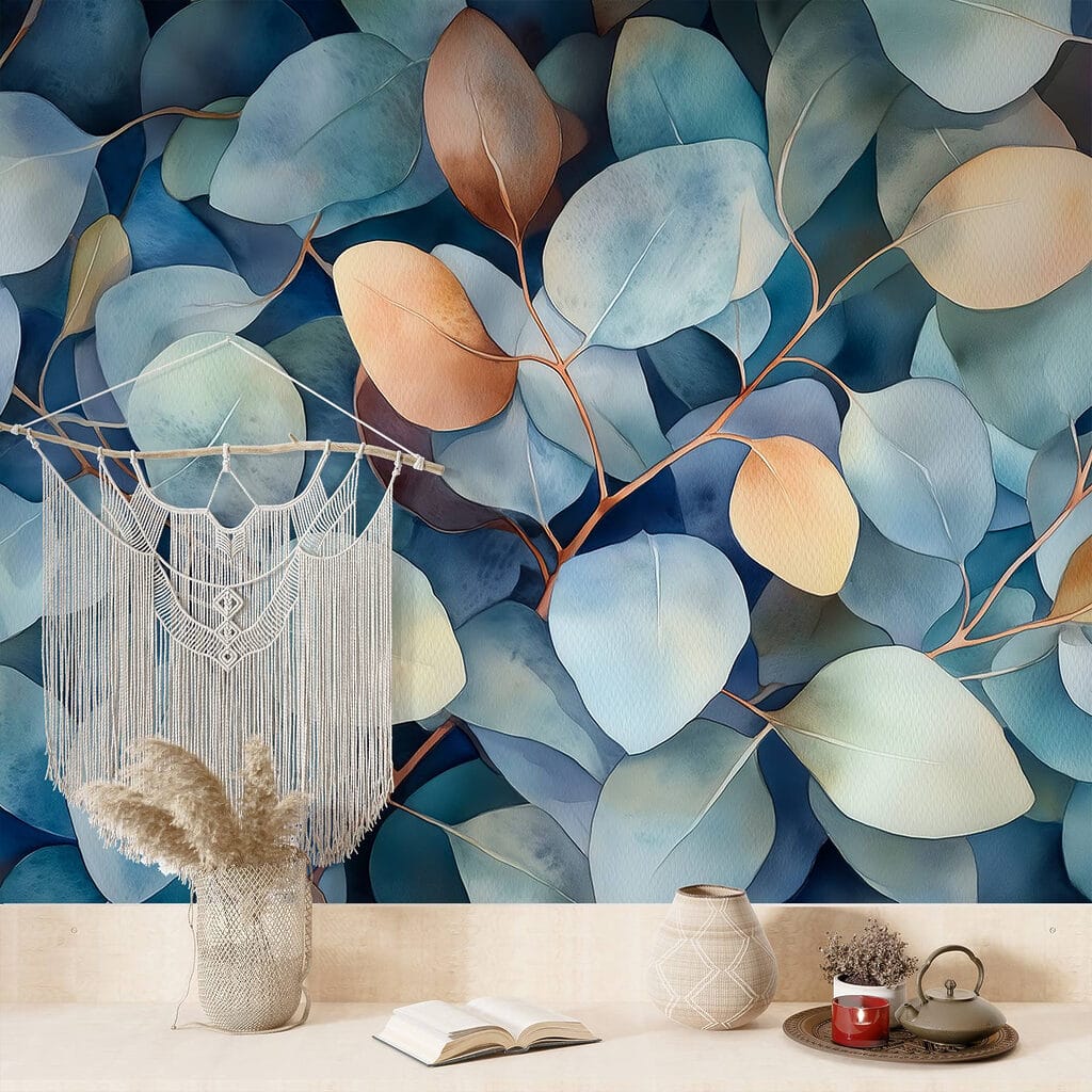 Foglie blu e ocra — ambiente 3