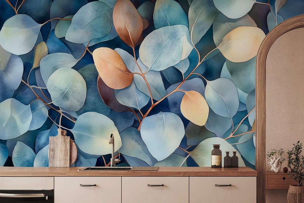 Foglie blu e ocra — ambiente 4