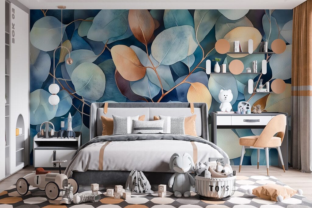 Foglie blu e ocra — ambiente 5
