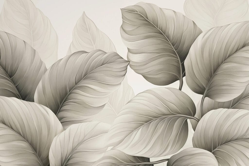 Foglie chiare con nervature — design completo