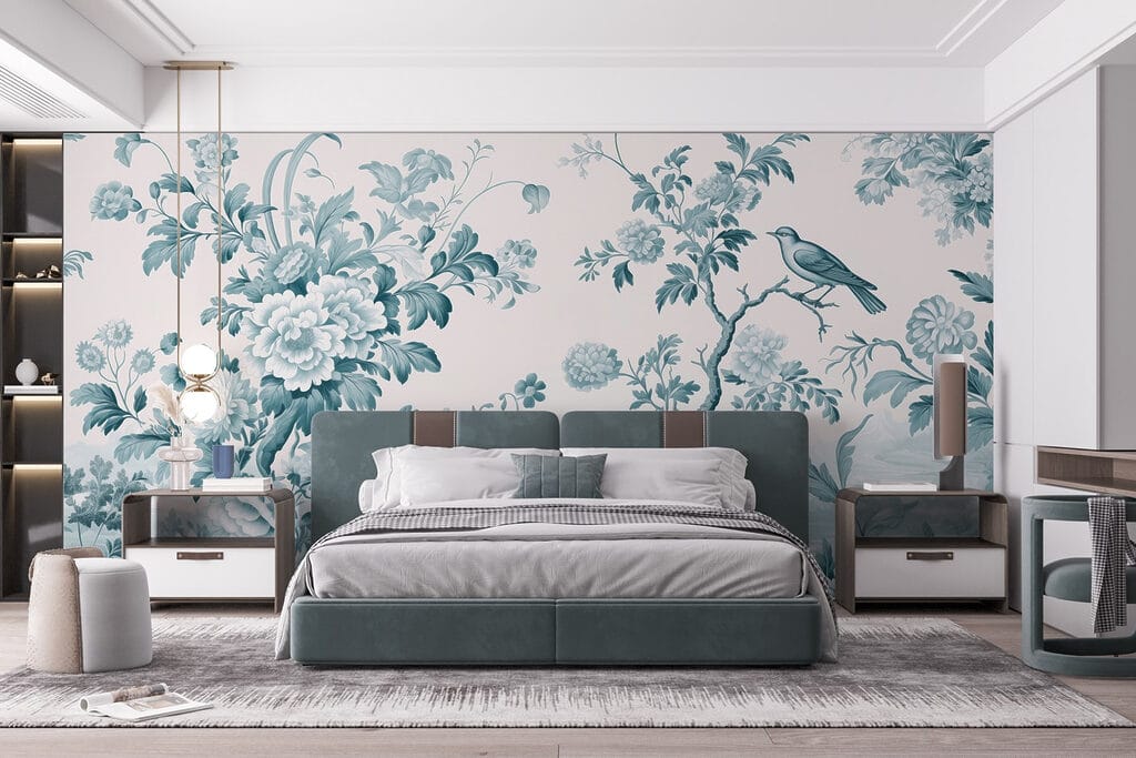 Uccelli blu e fiori — ambiente 1