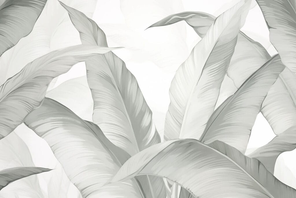 Grandi foglie su bianco — design completo