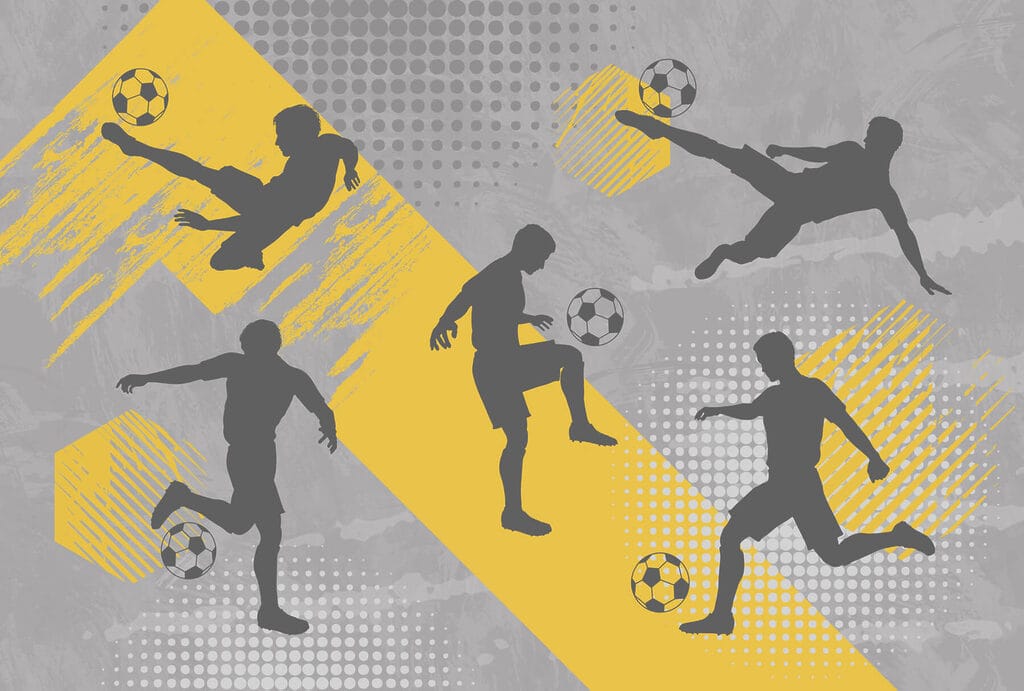 Calciatori in movimento — design completo