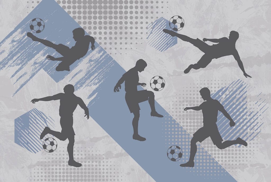 Calciatori in movimento — design completo