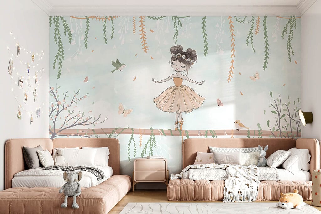 Ballerina su un ramo in un ambiente