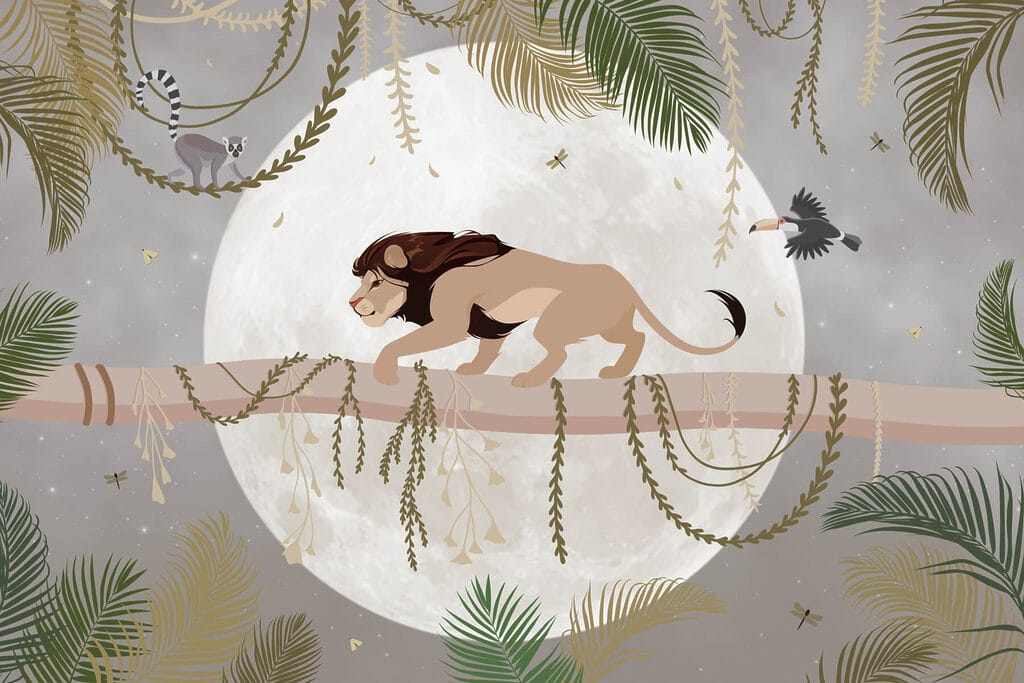 Leone tra i rami — design completo