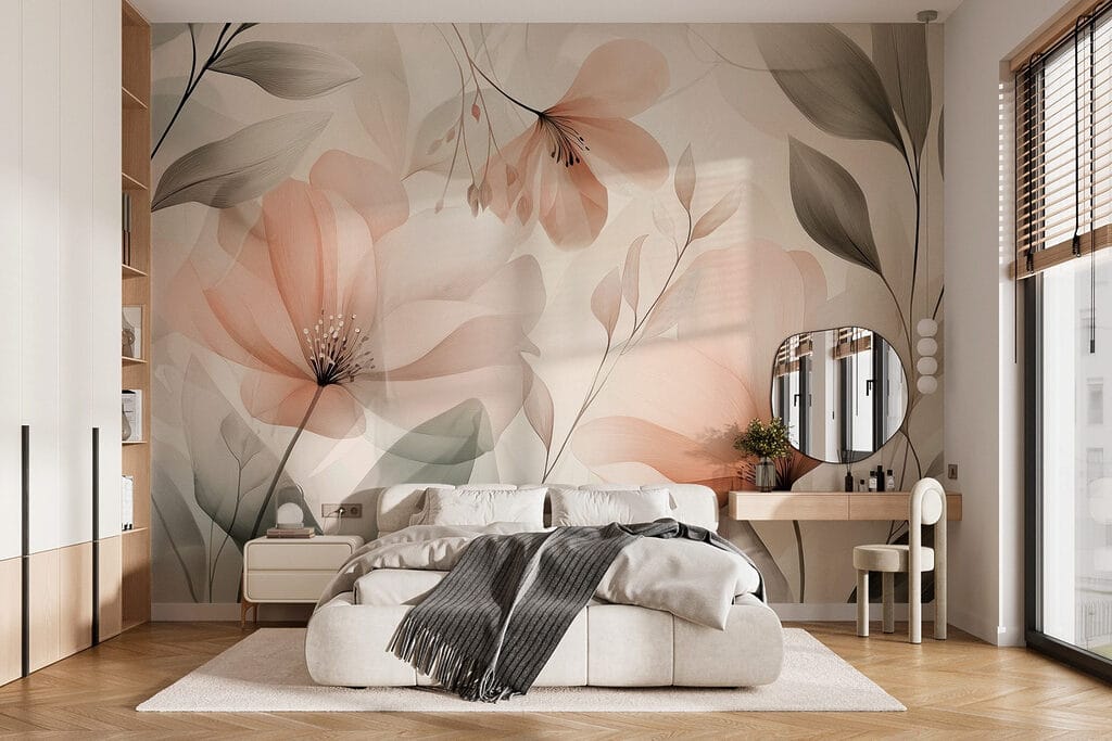 Fiori pesca tra foglie — ambiente 2