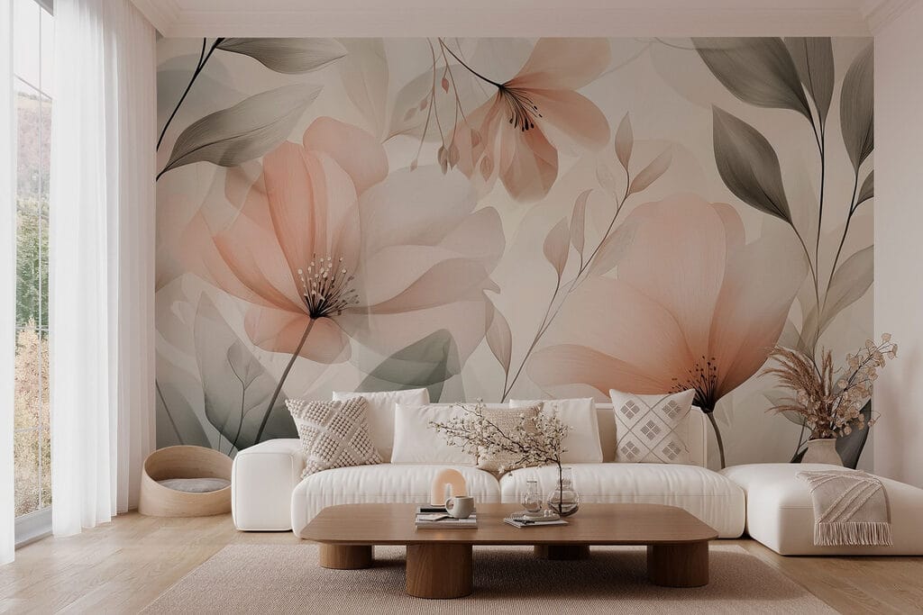 Fiori pesca tra foglie — ambiente 3