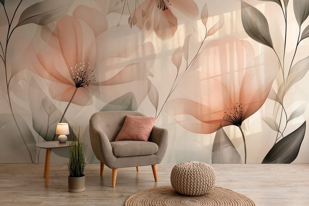 Fiori pesca tra foglie — ambiente 4
