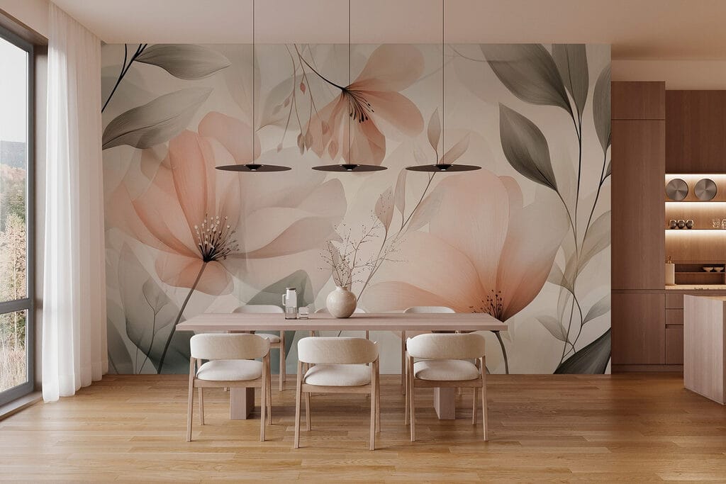 Fiori pesca tra foglie — ambiente 5