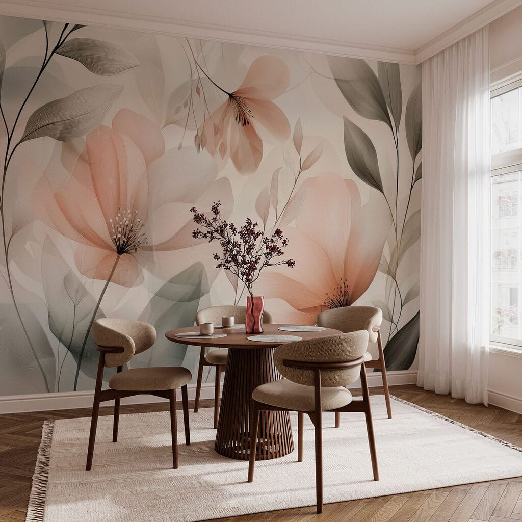 Fiori pesca tra foglie — ambiente 6