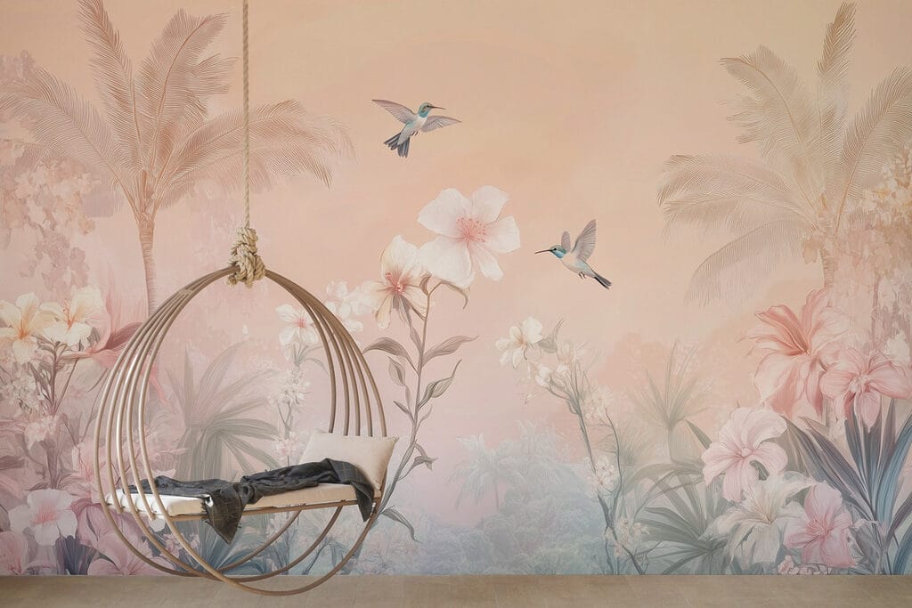 Uccelli sopra palme rosa — ambiente 1