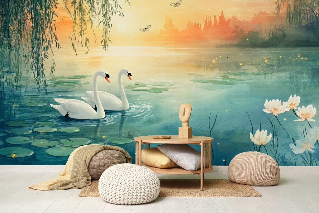 Cigni alla luce dorata — ambiente 3