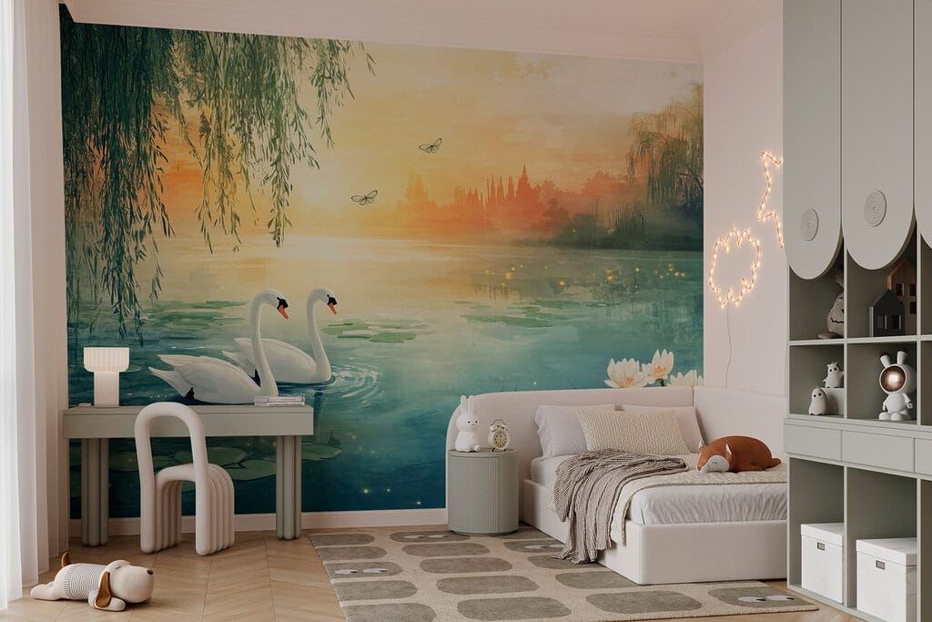 Cigni alla luce dorata — ambiente 5