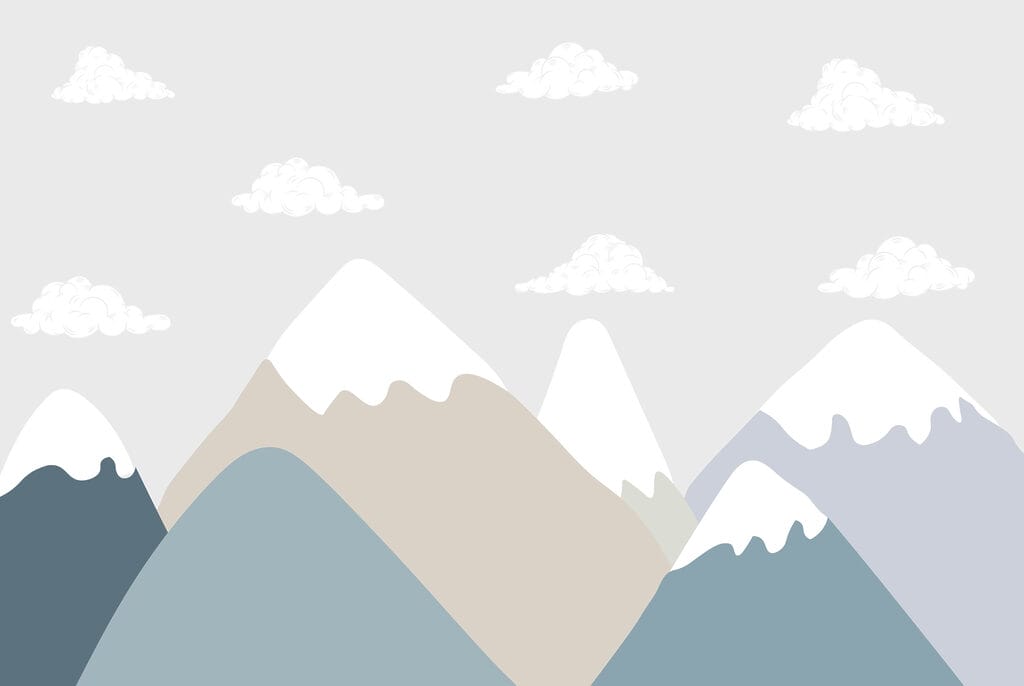 Montagne innevate e nuvole — design completo