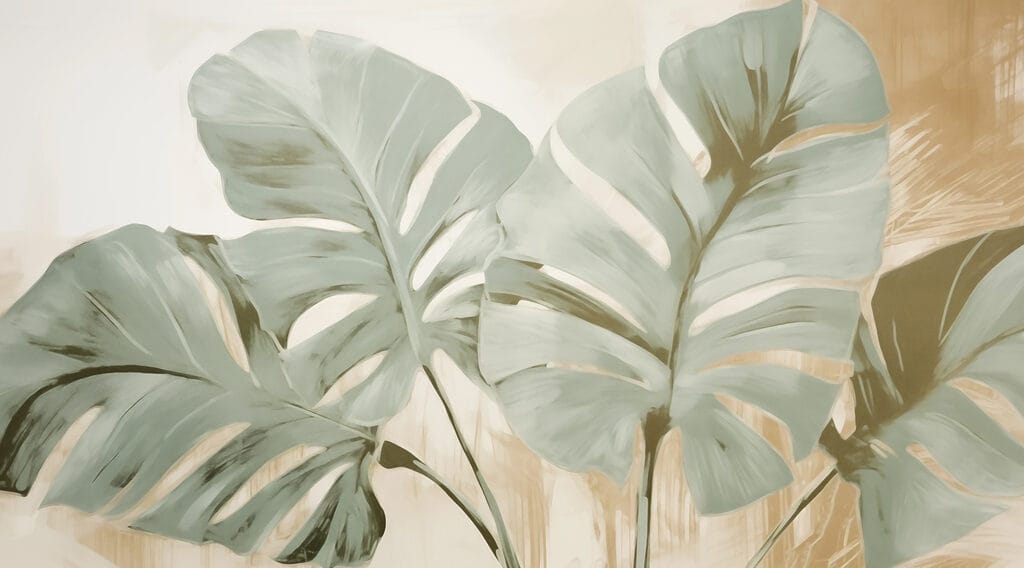 Monstera verde dipinta — design completo