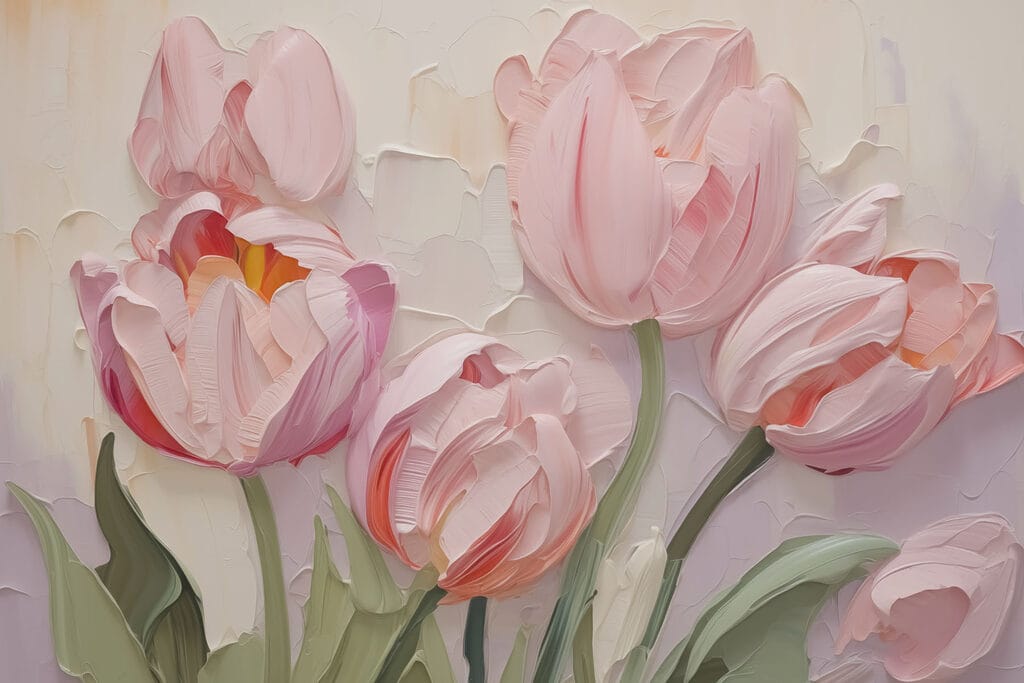 Tulipani rosa su beige — design completo