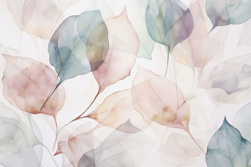 Foglie pastello trasparenti — design completo