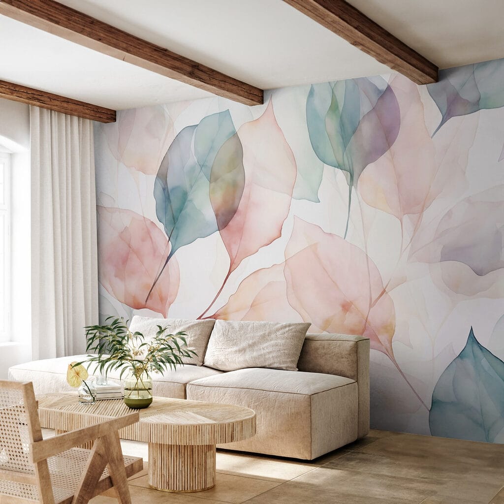 Foglie pastello trasparenti — ambiente 1