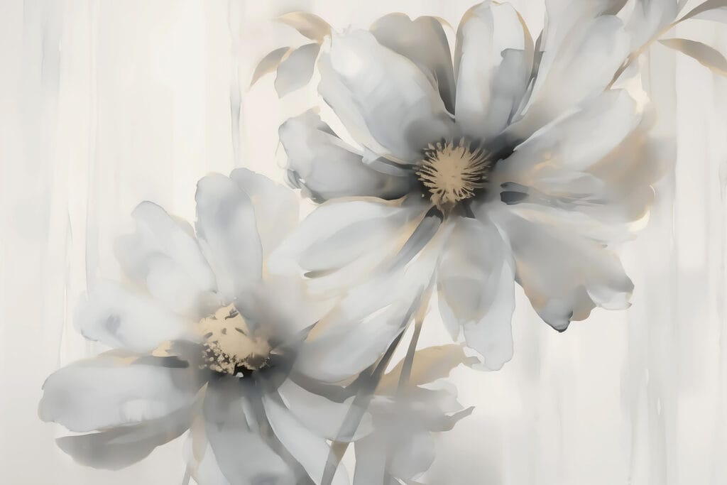 Fiori bianchi su colore — design completo