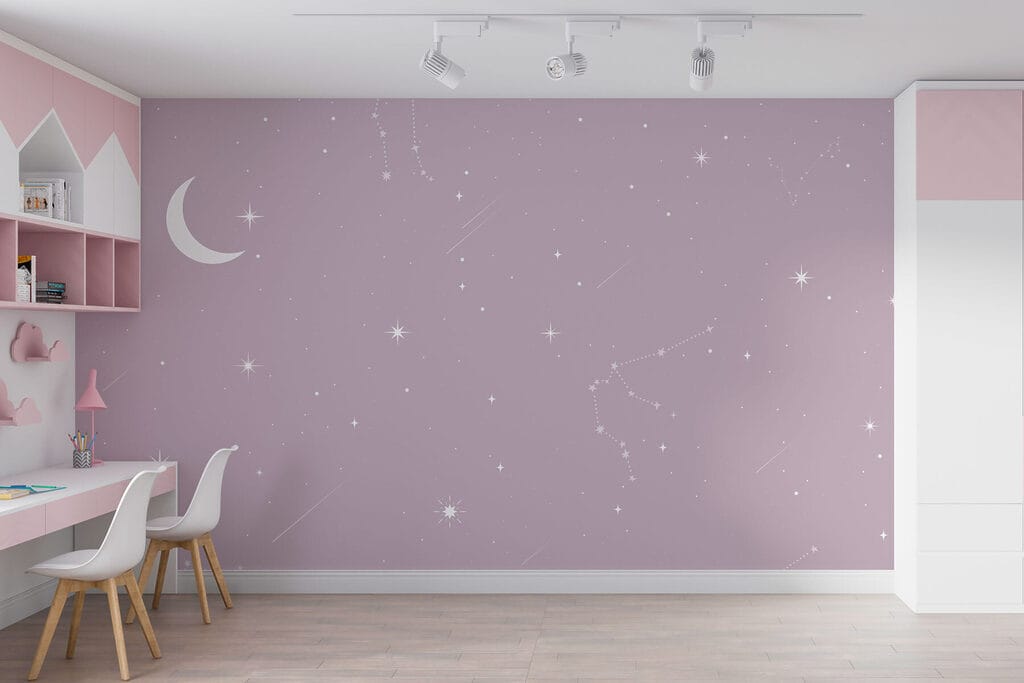 Luna tra le stelle in un ambiente