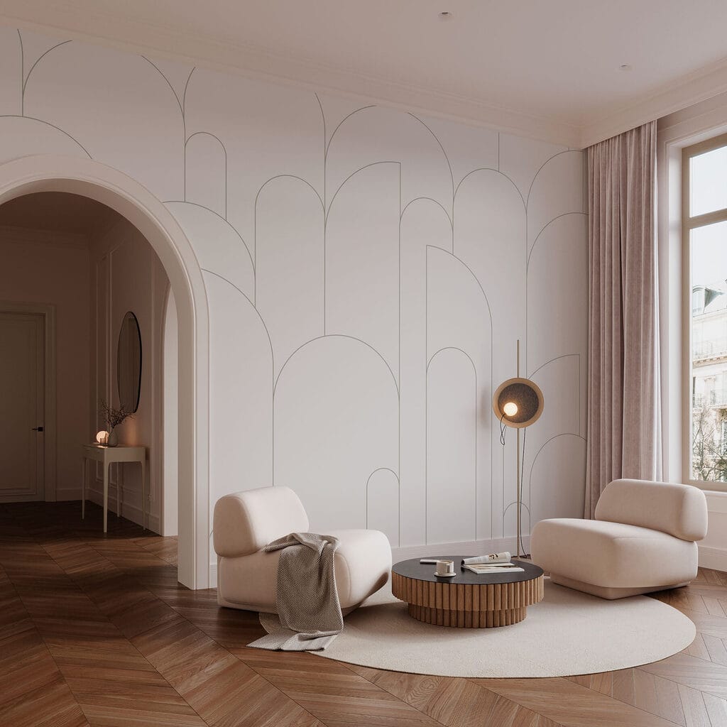 Archi sottili su bianco — ambiente 1