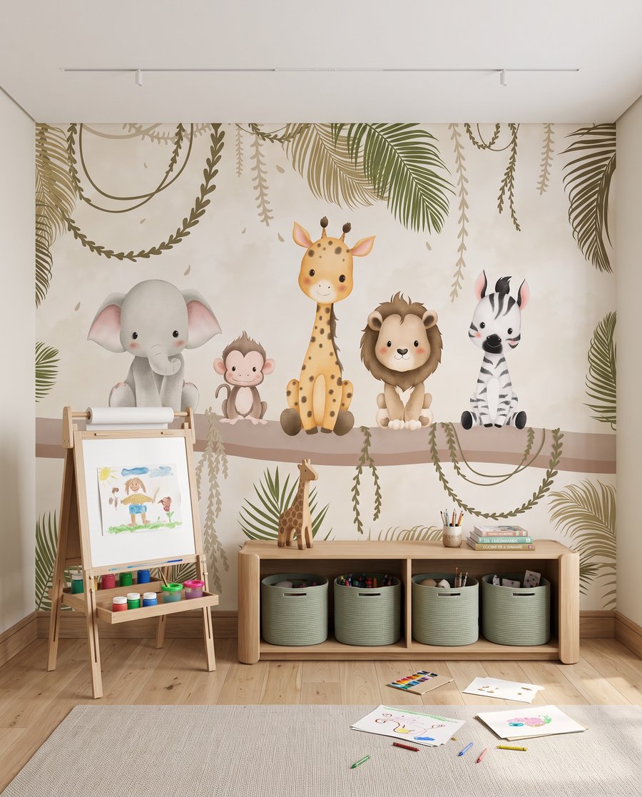 Animali su un ramo in un ambiente