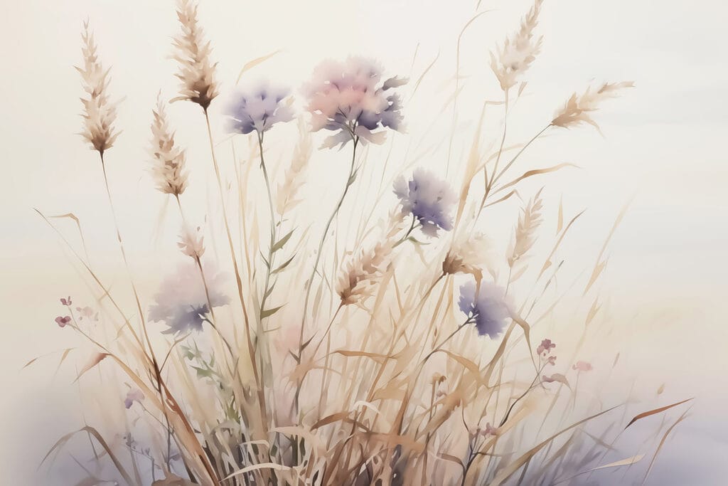 Fiori tra steli secchi — design completo