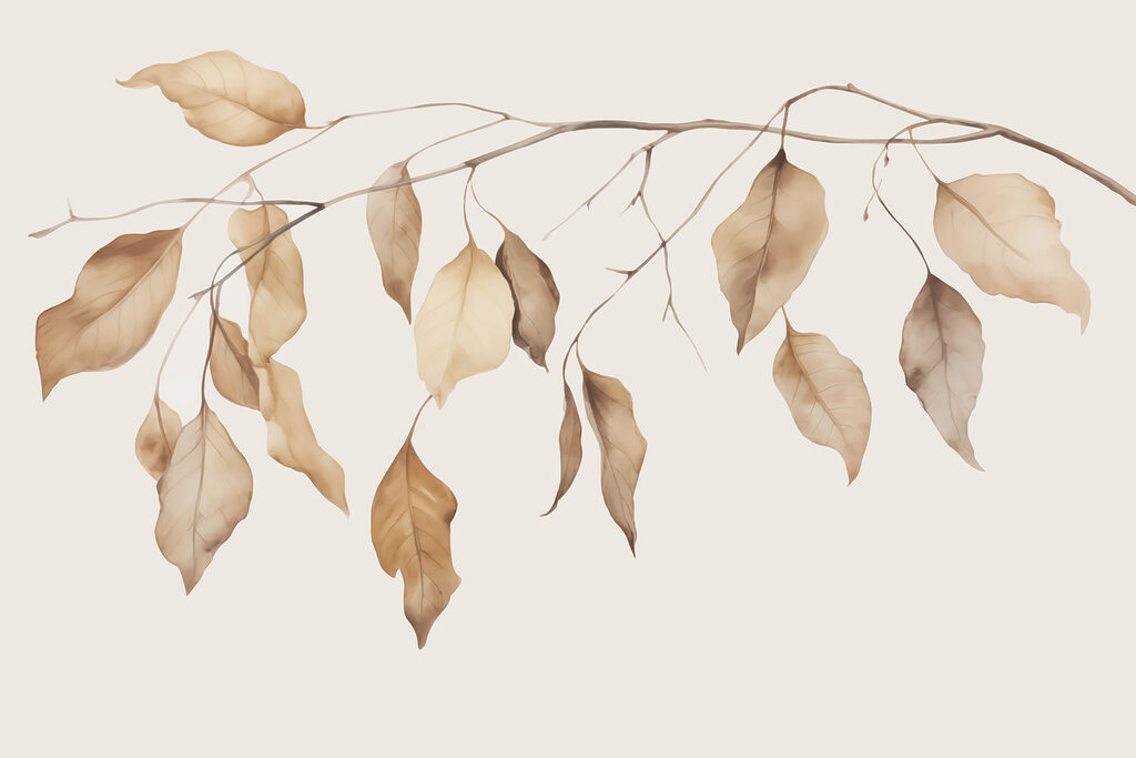Foglie brune che pendono — design completo