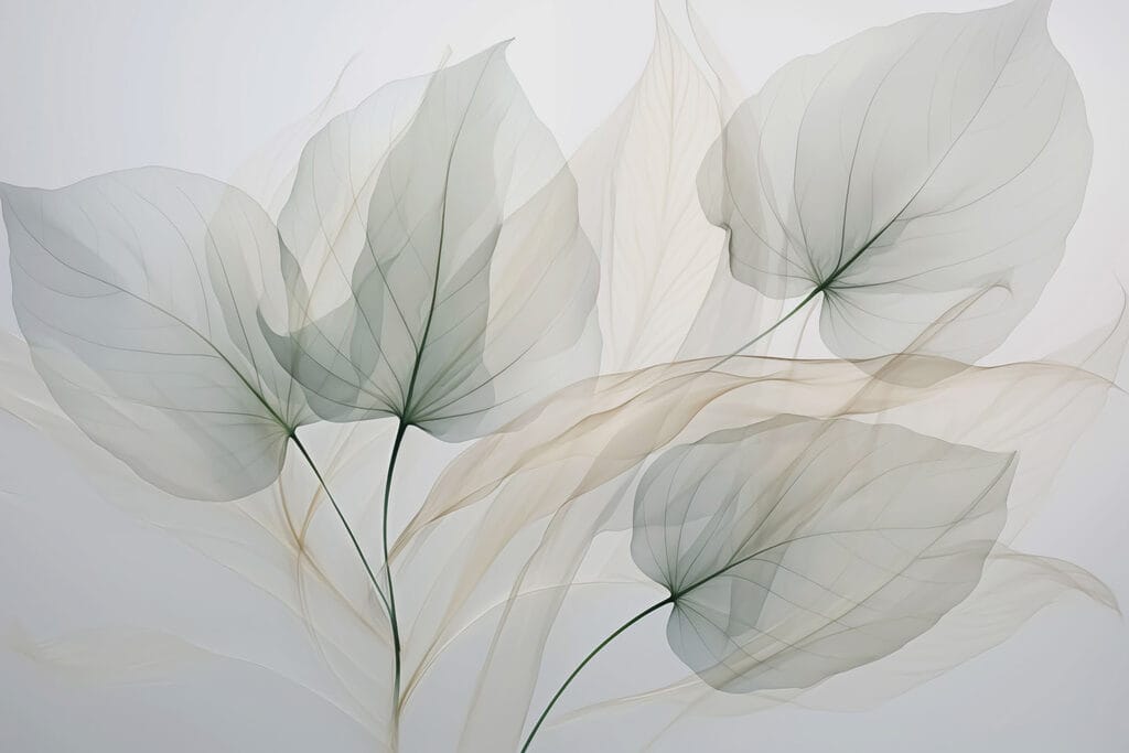Foglie trasparenti sui rami — design completo