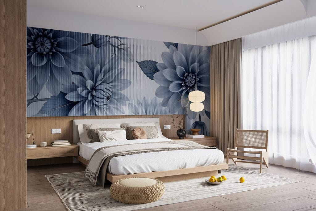 Fiori blu, trame lineari — ambiente 1