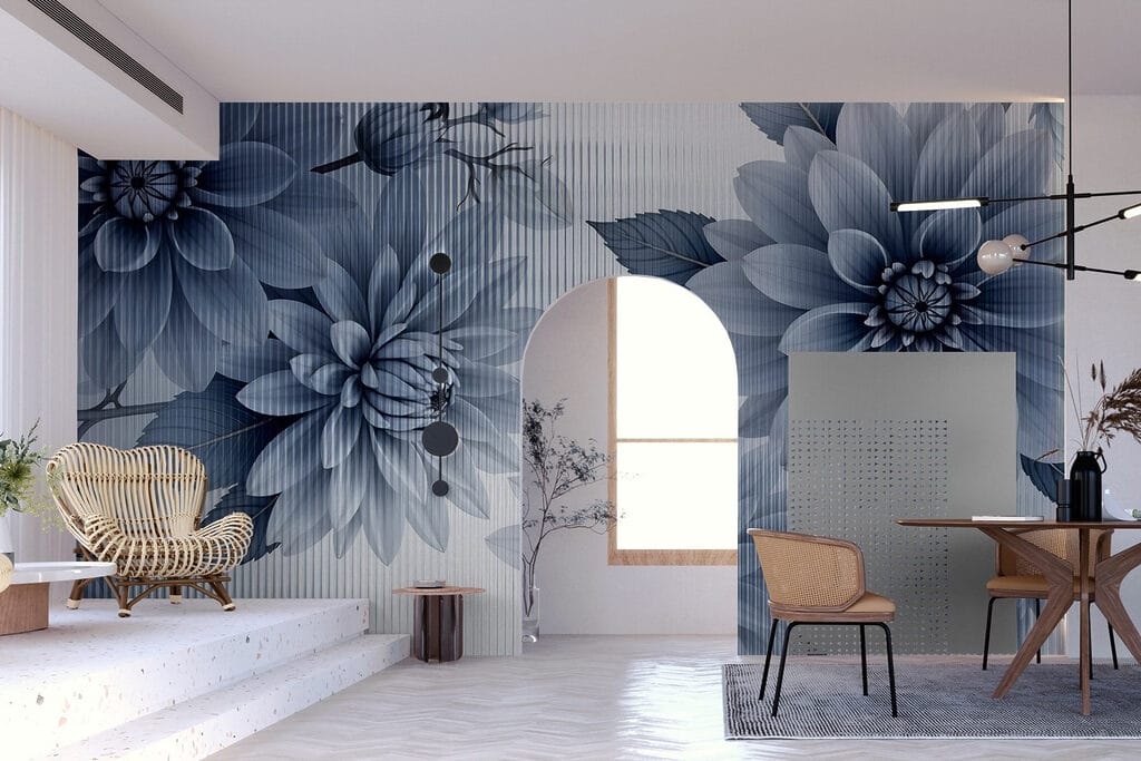 Fiori blu, trame lineari — ambiente 2