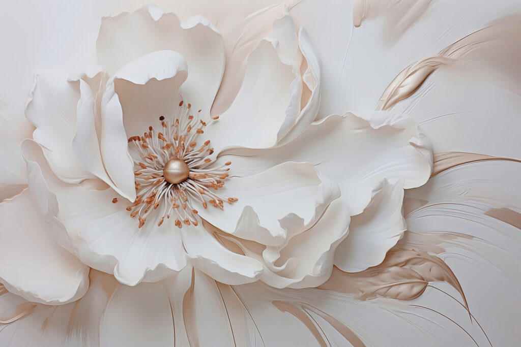 Fiore bianco dorato — design completo