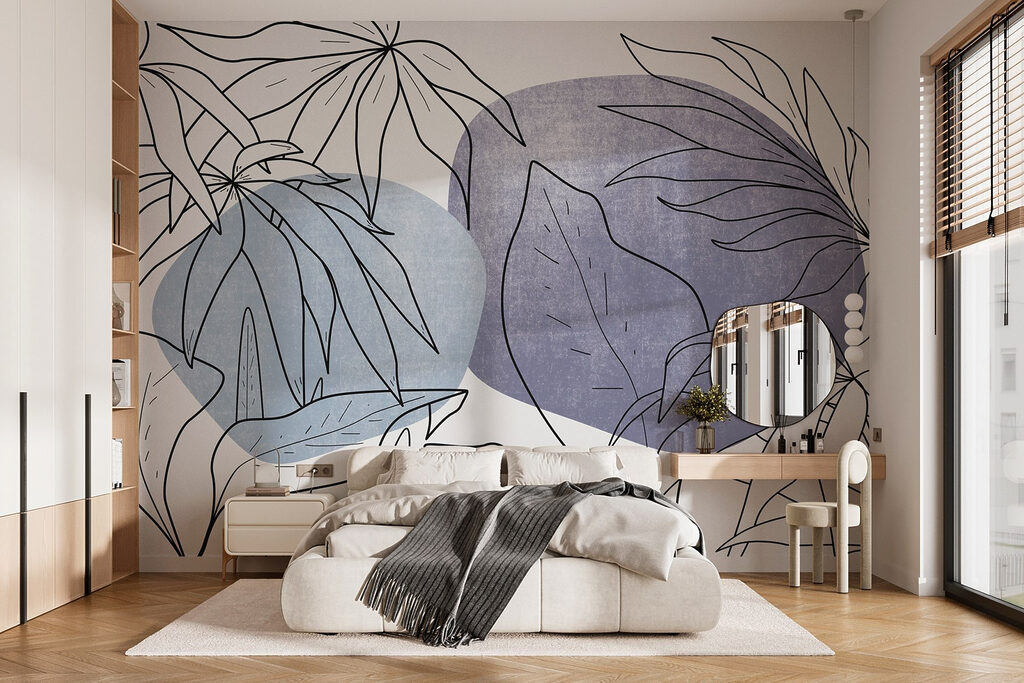 Foglie su forme tonde in un ambiente