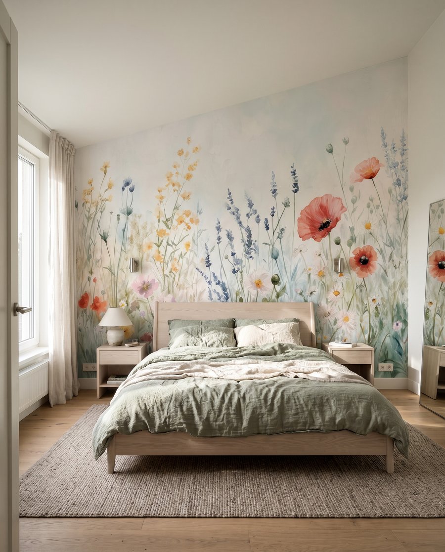 Prato di fiori colorati in un ambiente